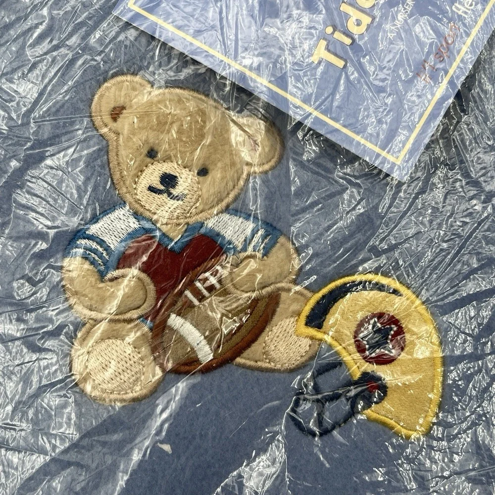 Tiddliwinks Baby Fleece Blanket Blue Teddy Bear Football Sports‎ 30x40 NIP